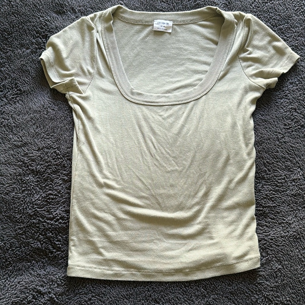 Cotton On Women’s Green Short Sleeve T-Shirt Square Neck